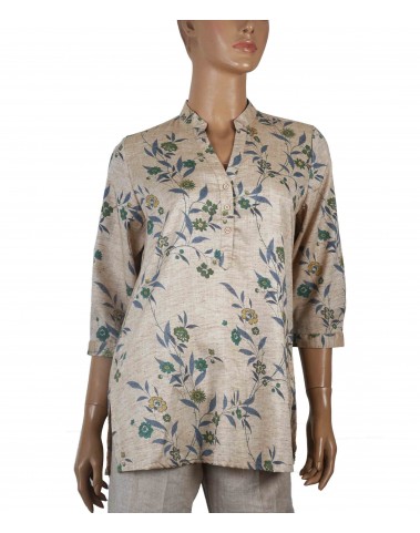 Casual Kurti - Beige Floral Garden