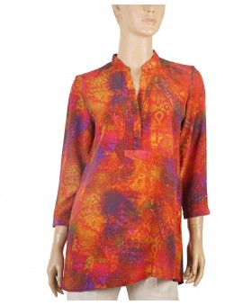 Long Silk Shirt - Orange Rust