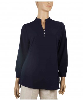 Plain Poly Casual  Kurti - Deep Navy Blue