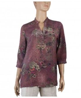 Short Silk Shirt - Floral Garden