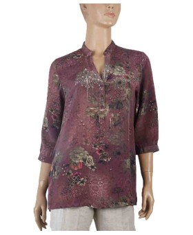 Short Silk Shirt - Floral Garden