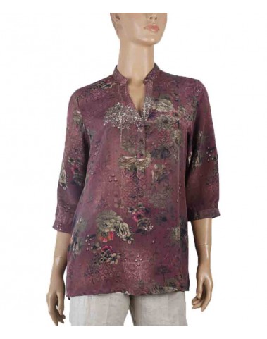 Short Silk Shirt - Floral Garden