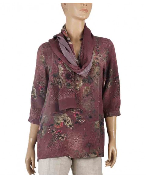 Short Silk Shirt - Floral Garden