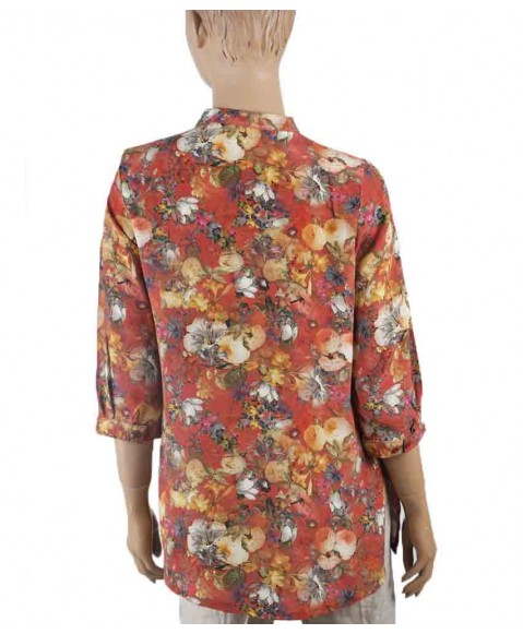 Short Silk Shirt - Flowers Garden