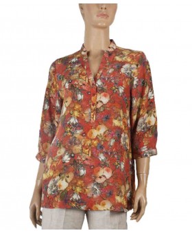 Short Silk Shirt - Flowers Garden