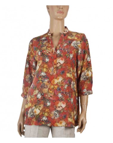 Short Silk Shirt - Flowers Garden