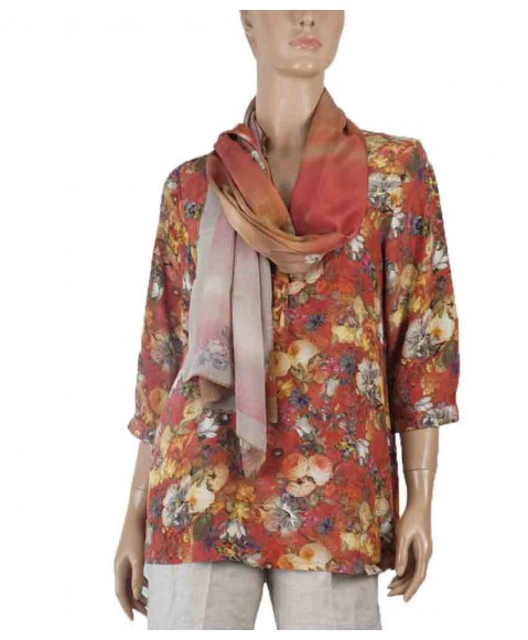 Short Silk Shirt - Flowers Garden