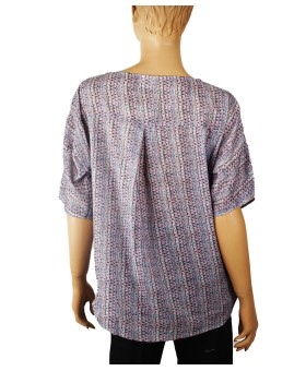 Casual Kurti - Grey Ikat Boat Neck