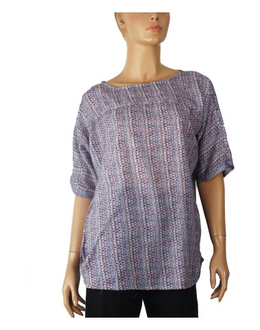 Casual Kurti - Grey Ikat Boat Neck