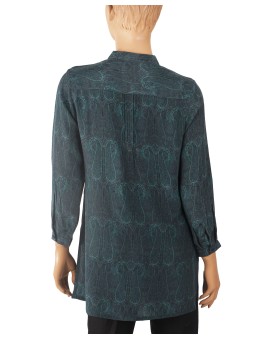  Long Silk Shirt - Blue Paisley