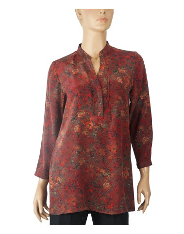  Long Silk Shirt - Red Dotted Paisley