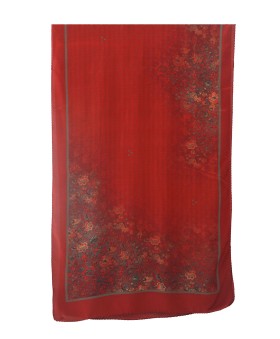 Crepe Silk Scarf - Red Dotted Paisley