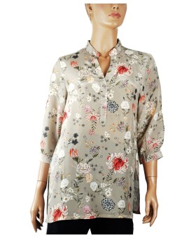 Short Silk Shirt - Floral Garden