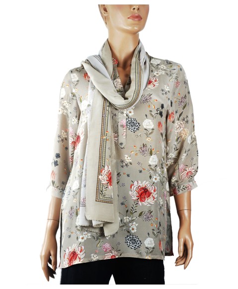 Short Silk Shirt - Floral Garden