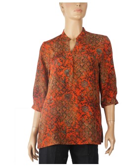 Short Silk Shirt - Creeper Print