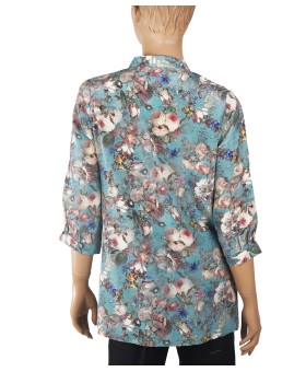 Short Silk Shirt - White Hibiscus 