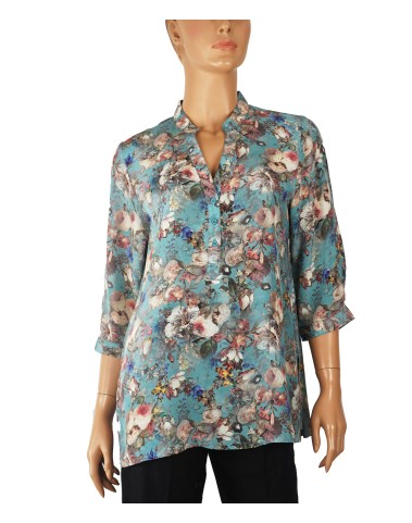 Short Silk Shirt - White Hibiscus 