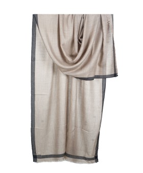 Plain Stole - Plain Beige With Black Border