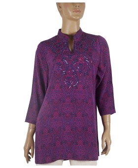 Antique Silk Kurti - Purple Sequence Kurti 