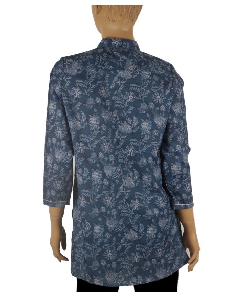 Casual Shirt - Blue Floral Embroidery