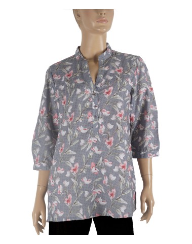 Casual Shirt - Pink Flowers On Grey Base Casual Shirt - Pink Flowers On Grey Base