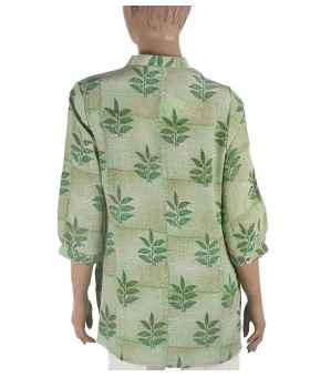 Short Silk Shirt - Green Leaf