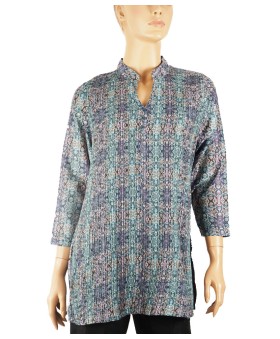 Casual Kurti - Green And Purple Full Pintuck