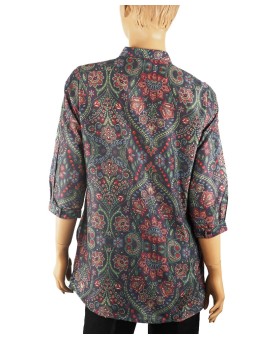 Casual Kurti - Deep Green Floral Prints