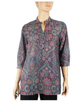 Casual Kurti - Deep Green Floral Prints