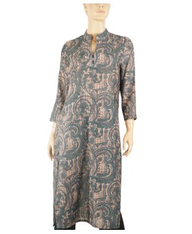 Tunic - Deep Green Paisley With Beige Base