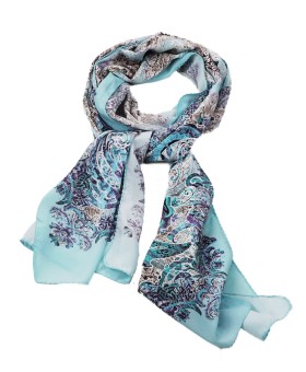 Crepe Silk Scarf - Sky Blue abstract