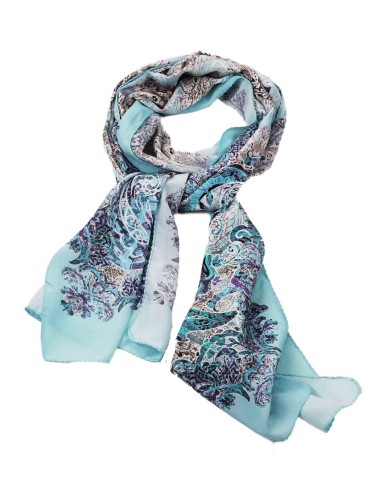 Crepe Silk Scarf - Sky Blue abstract