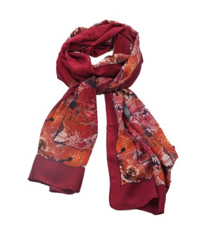 Crepe Silk Scarf - Lines On Floral