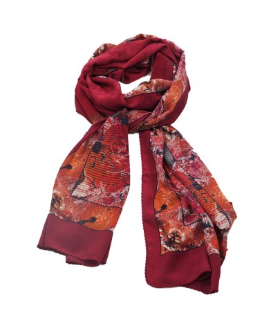 Crepe Silk Scarf - Lines On Floral