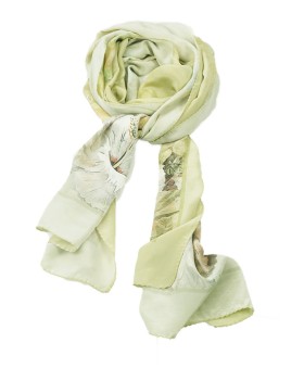 Crepe Silk Scarf - white hibiscus