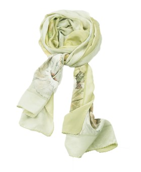 Crepe Silk Scarf - white hibiscus