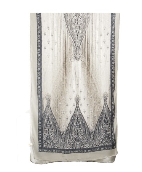 Crepe Silk Scarf - Grey Big patch