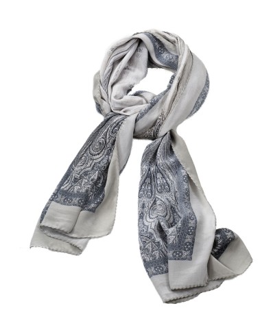 Crepe Silk Scarf - Grey Big patch