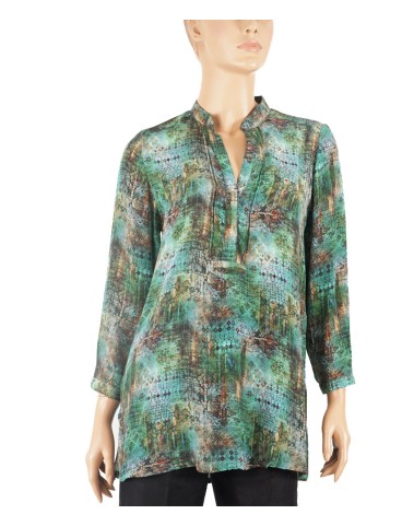 Long Silk Shirt - Green Rust