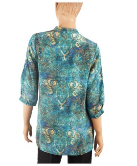 Short Silk Shirt - Blue Paisley