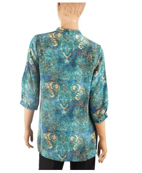 Short Silk Shirt - Blue Paisley