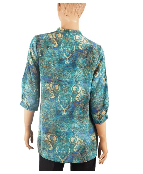 Short Silk Shirt - Blue Paisley