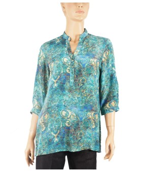 Short Silk Shirt - Blue Paisley