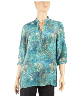 Short Silk Shirt - Blue Paisley
