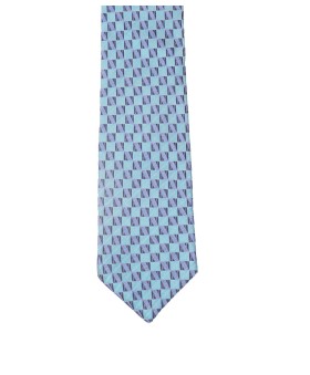 Woven Tie - Purple and sky blue squares