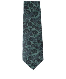 Woven Tie - Black Floral With the Green Base