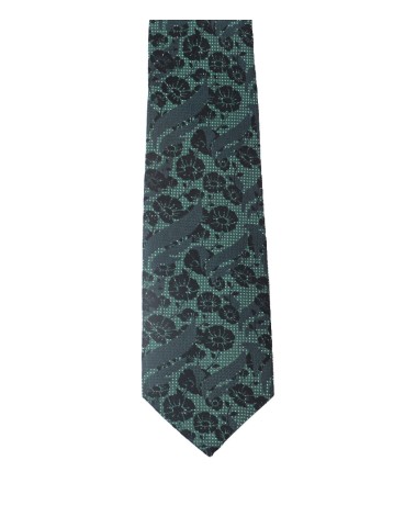 Woven Tie - Black Floral With the Green Base