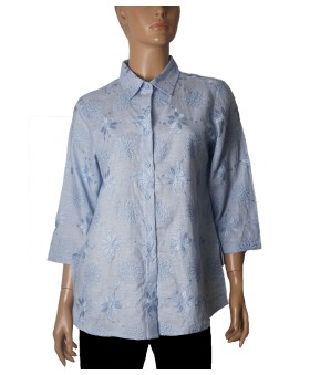 Casual Kurti- Blue Embroidery