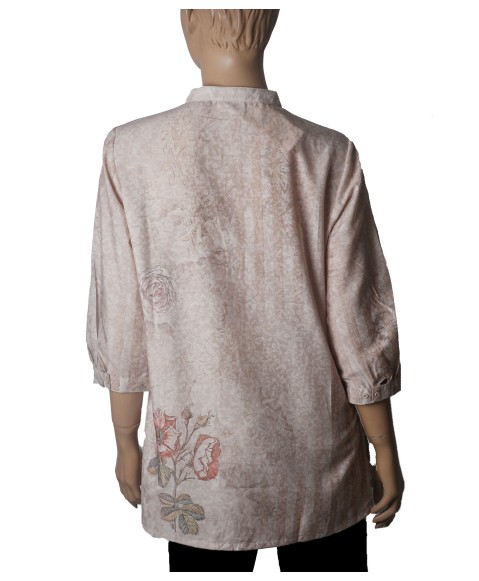 Casual Shirt - Black Flowers On the Beige Base Casual Shirt - Black Flowers On the Beige Base