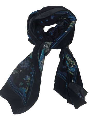 Crepe Silk Scarf - Midnight Bloom Crepe Silk Scarf - Midnight Bloom